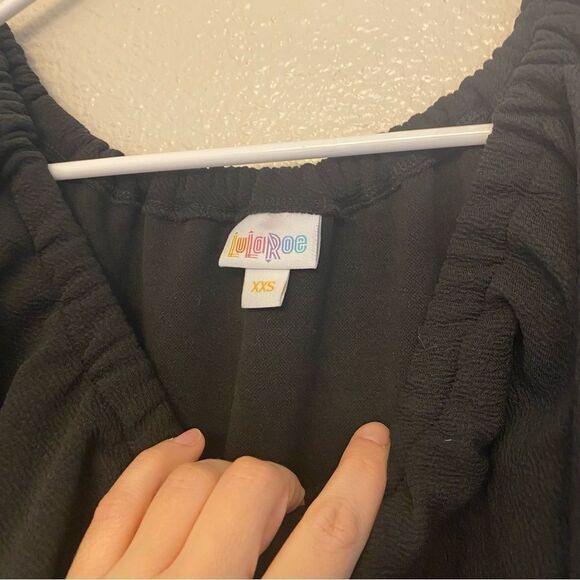 LuLaRoe CiCi Off Shoulder Black Dress Ruffles fitted LBD Size XXS Nwt - Picture 7 of 13